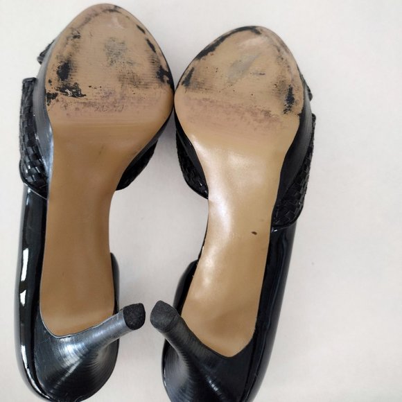 Marc Fisher Black Platform Open Toe Patent Leather Stiletto Pumps - Picture 13 of 16